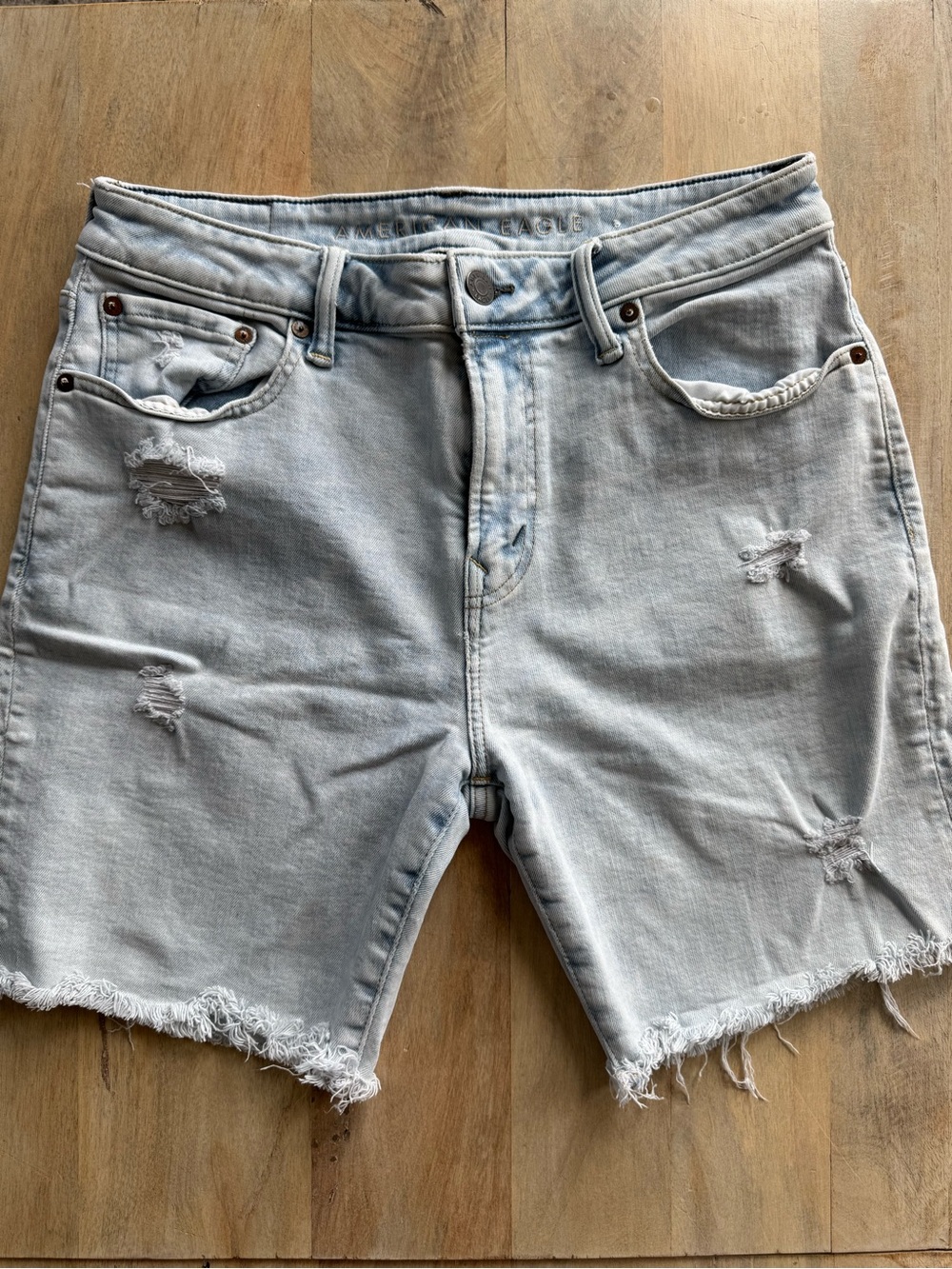 American Eagle Outfitters Light Wash Distressed Denim Shorts